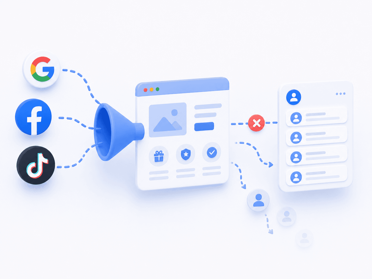 Overseas ad acquisition and lead capture flow